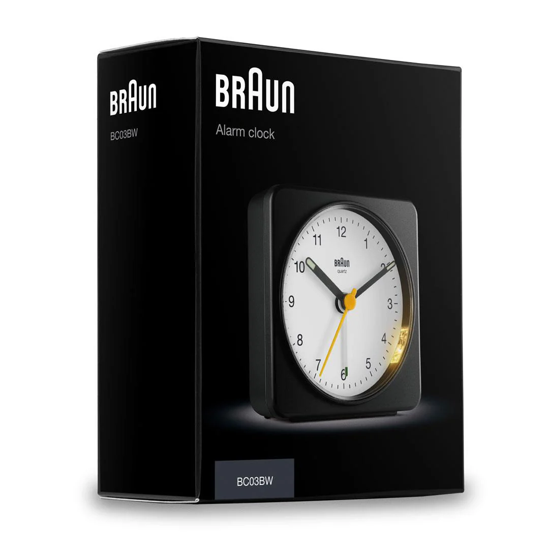 BC03 Braun classic analogue alarm clock - black & white - Image 6