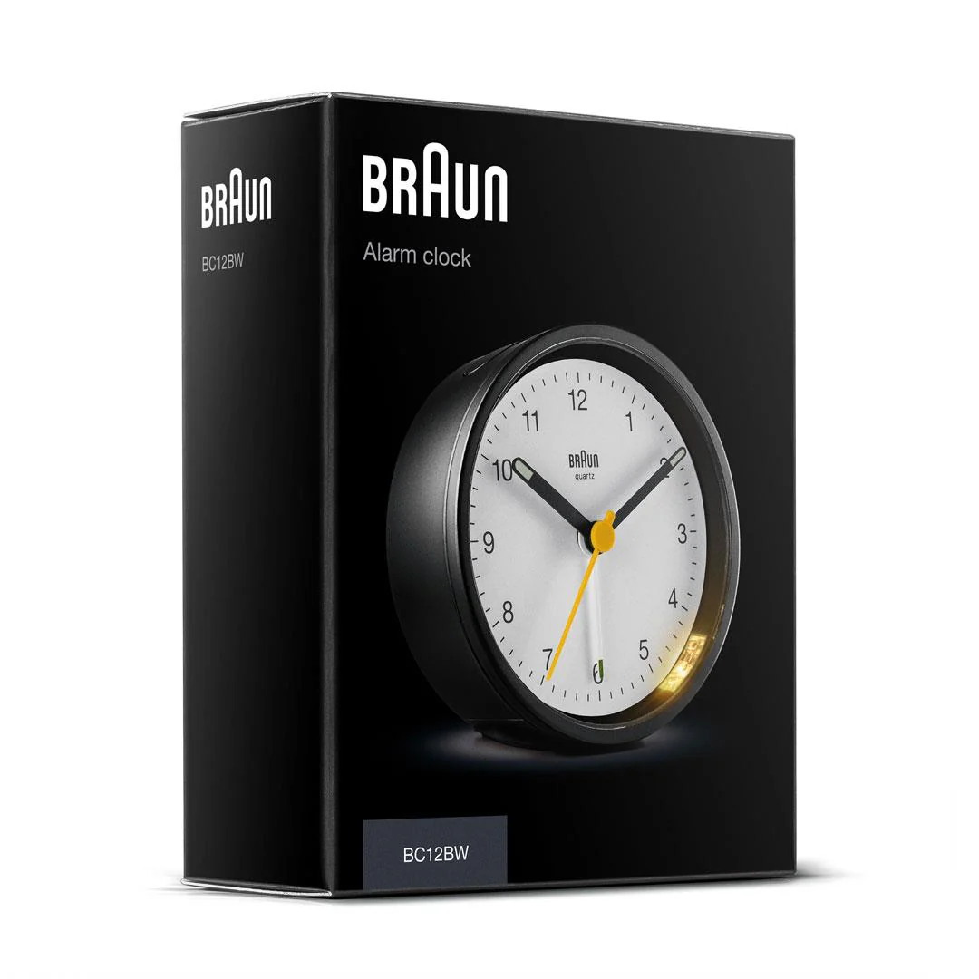 BC12 Braun classic analogue alarm clock - black & white - Image 7