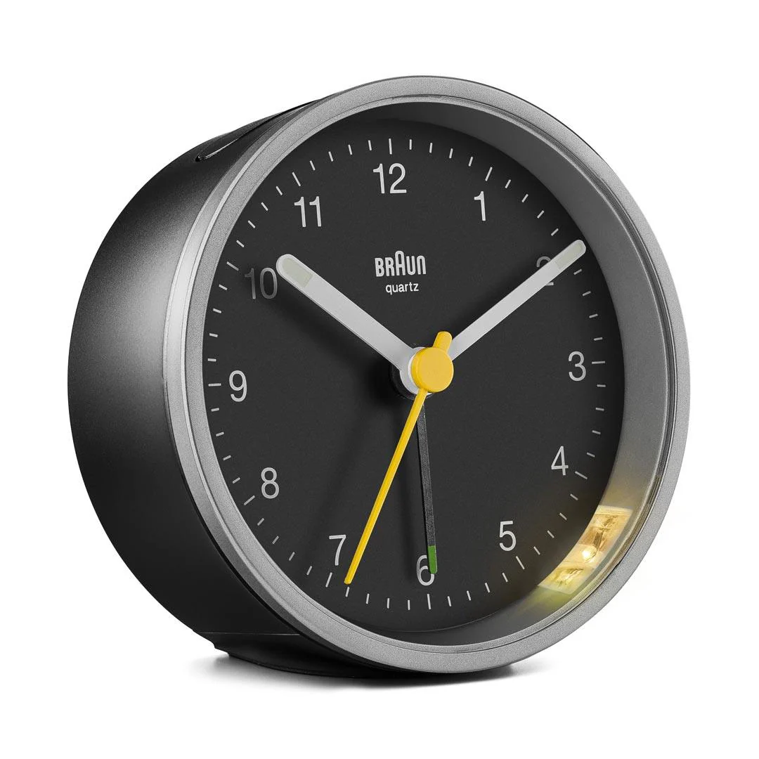 BC12 Braun classic analogue alarm clock - silver & black - Image 2