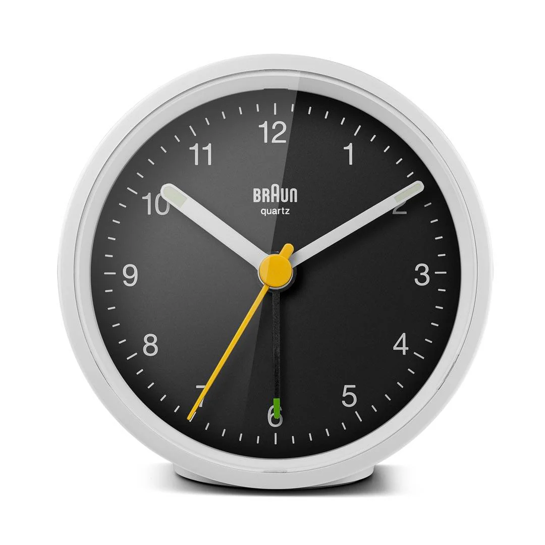 BC12 Braun classic analogue alarm clock - white & black - Image 3
