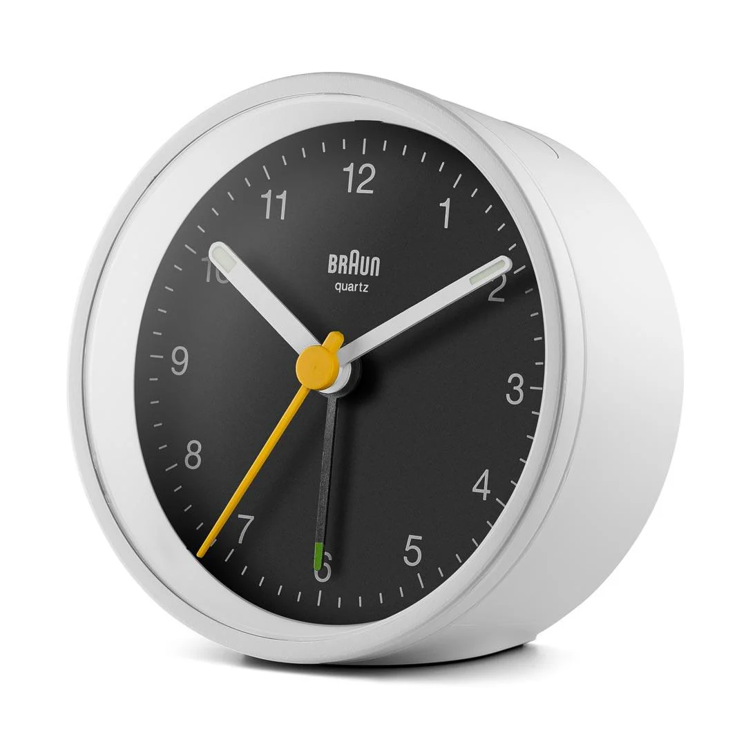 BC12 Braun classic analogue alarm clock - white & black - Image 4