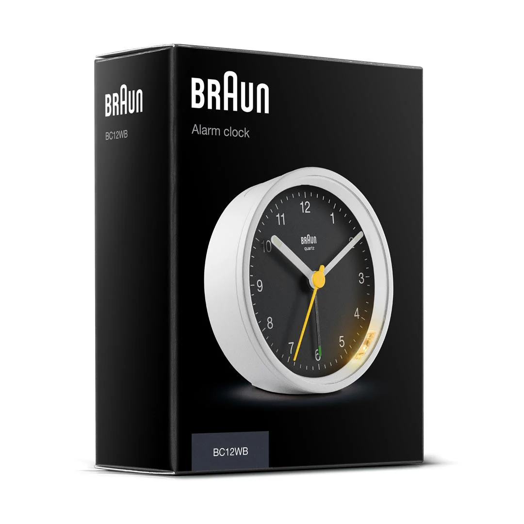 BC12 Braun classic analogue alarm clock - white & black - Image 7