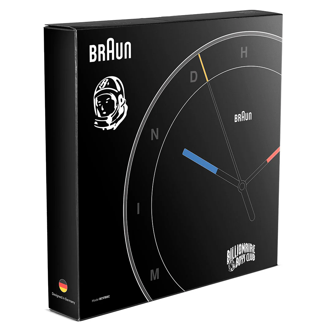 BC17 Braun x Billionaire Boys Club classic large analogue wall clock - black - Image 5