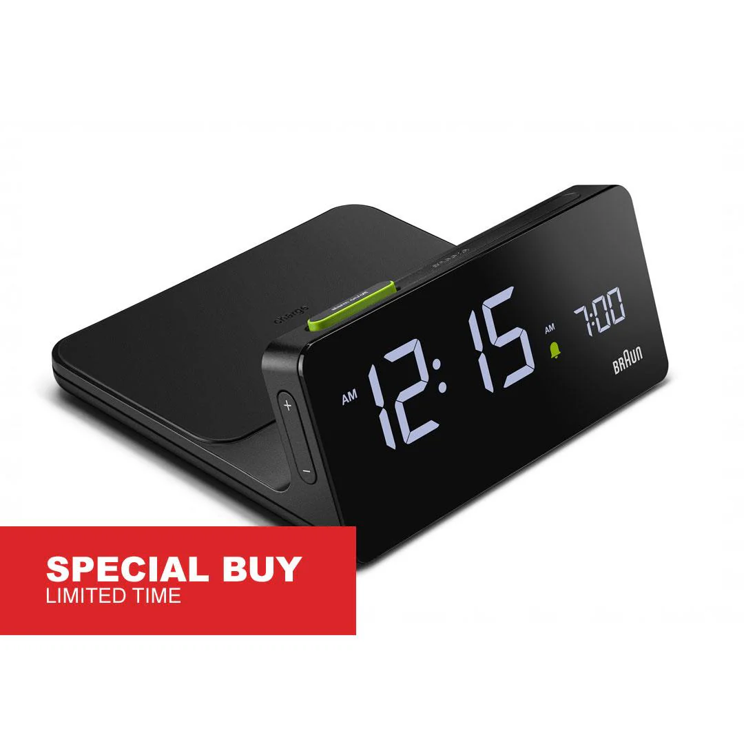 BC21 Braun Digital Wireless Charging Alarm Clock - Black - Image 9