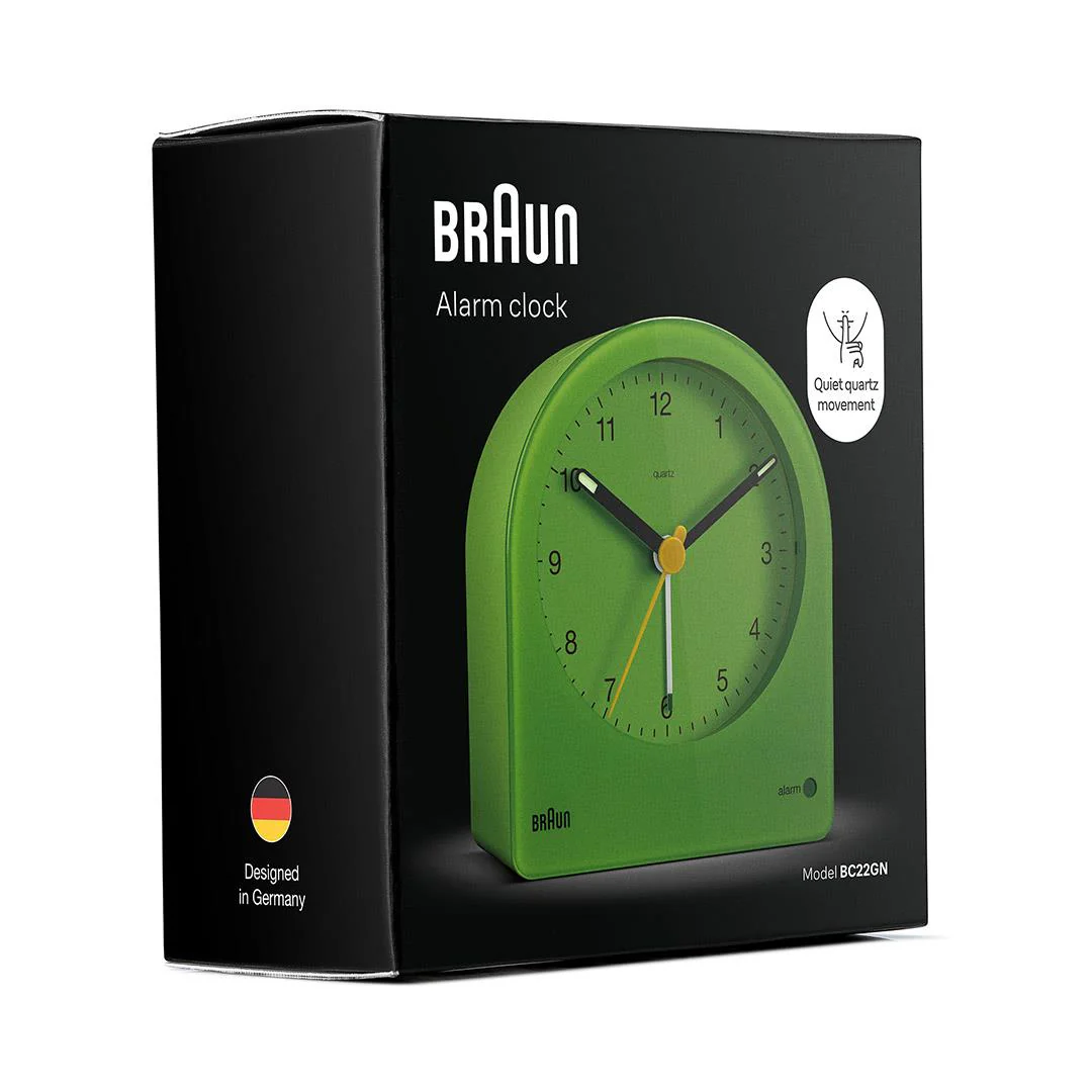BC22GN Braun classic analogue alarm clock - green - Image 8