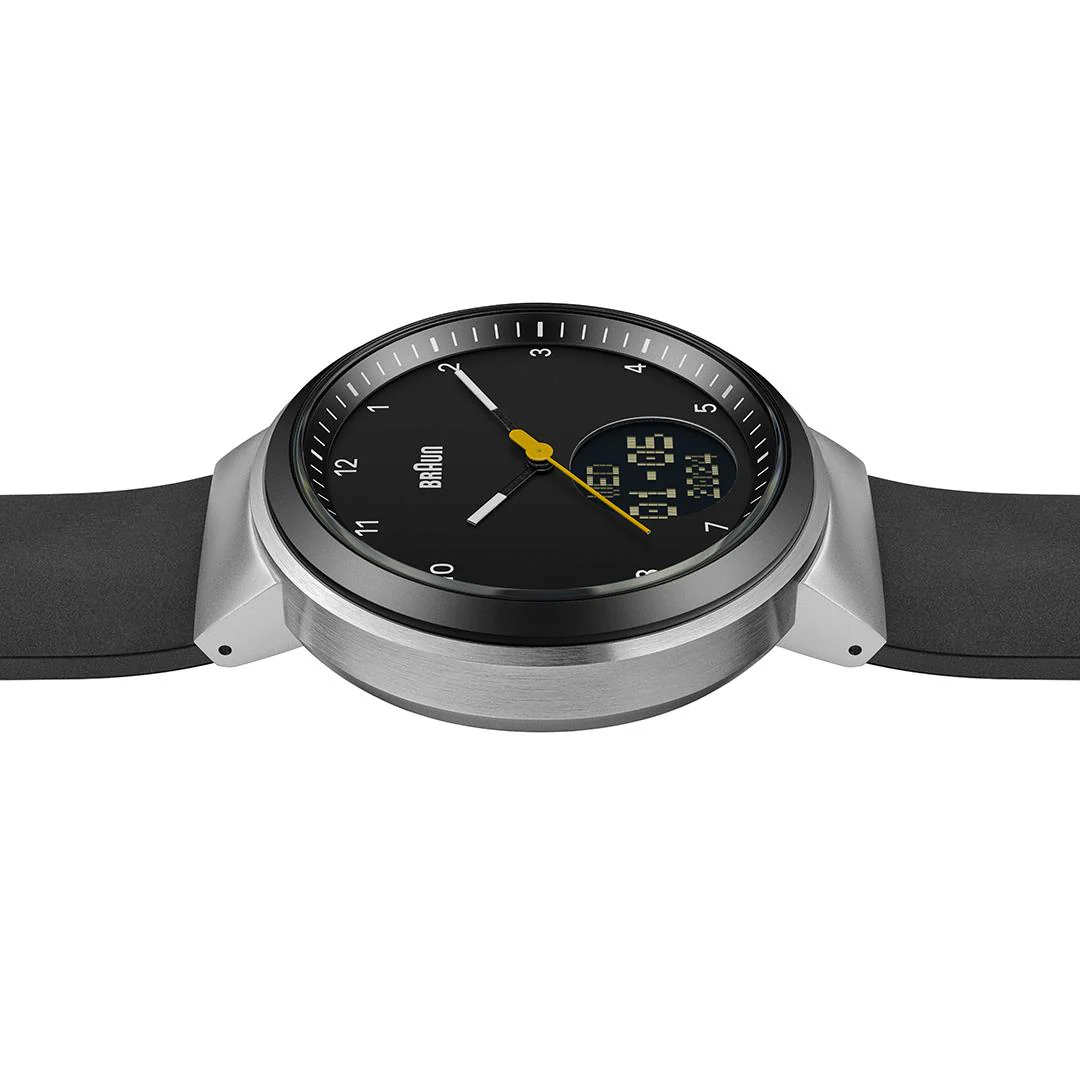 BN0299 Braun step counter watch - black dial and black silicone strap - Image 4