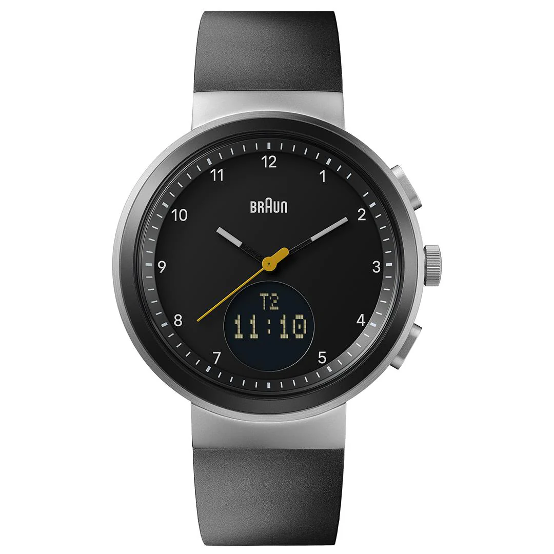 BN0299 Braun step counter watch - black dial and black silicone strap - Image 7