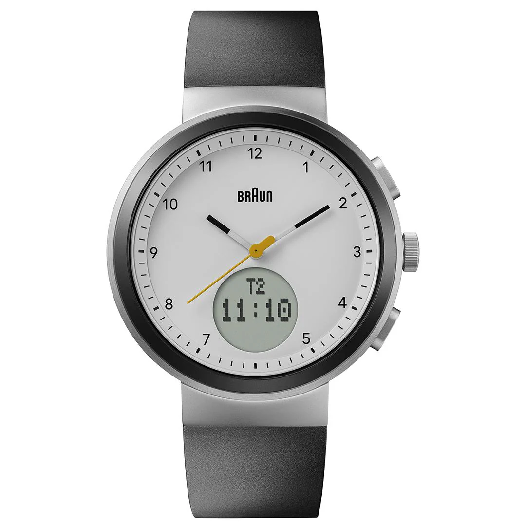 BN0299 Braun step counter watch - white dial and black silicone strap - Image 6