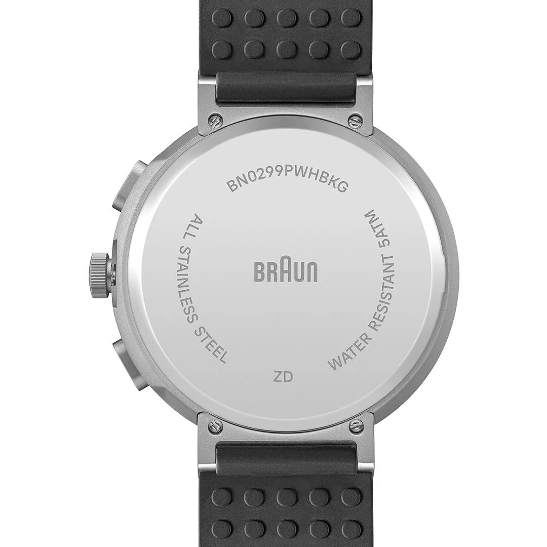 BN0299 Braun step counter watch - white dial and black silicone strap - Image 9