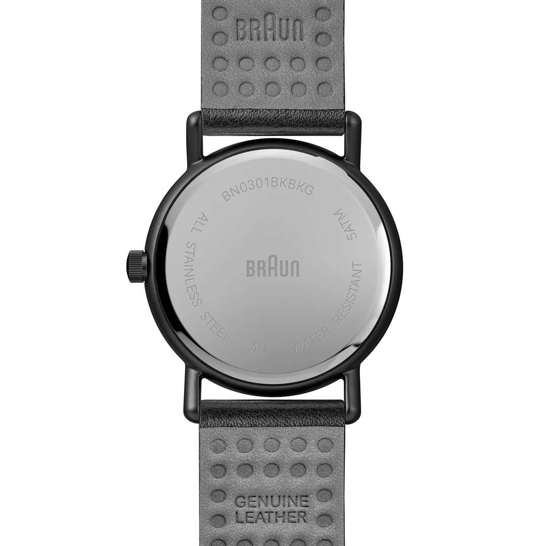 BN0301 Braun gents solar watch - black dial and black leather strap - Image 6