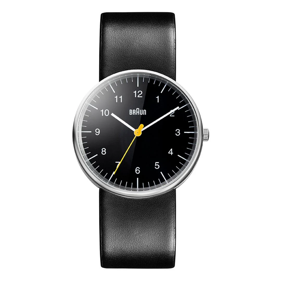 BN0021 Braun gents classic watch - black dial and black leather strap