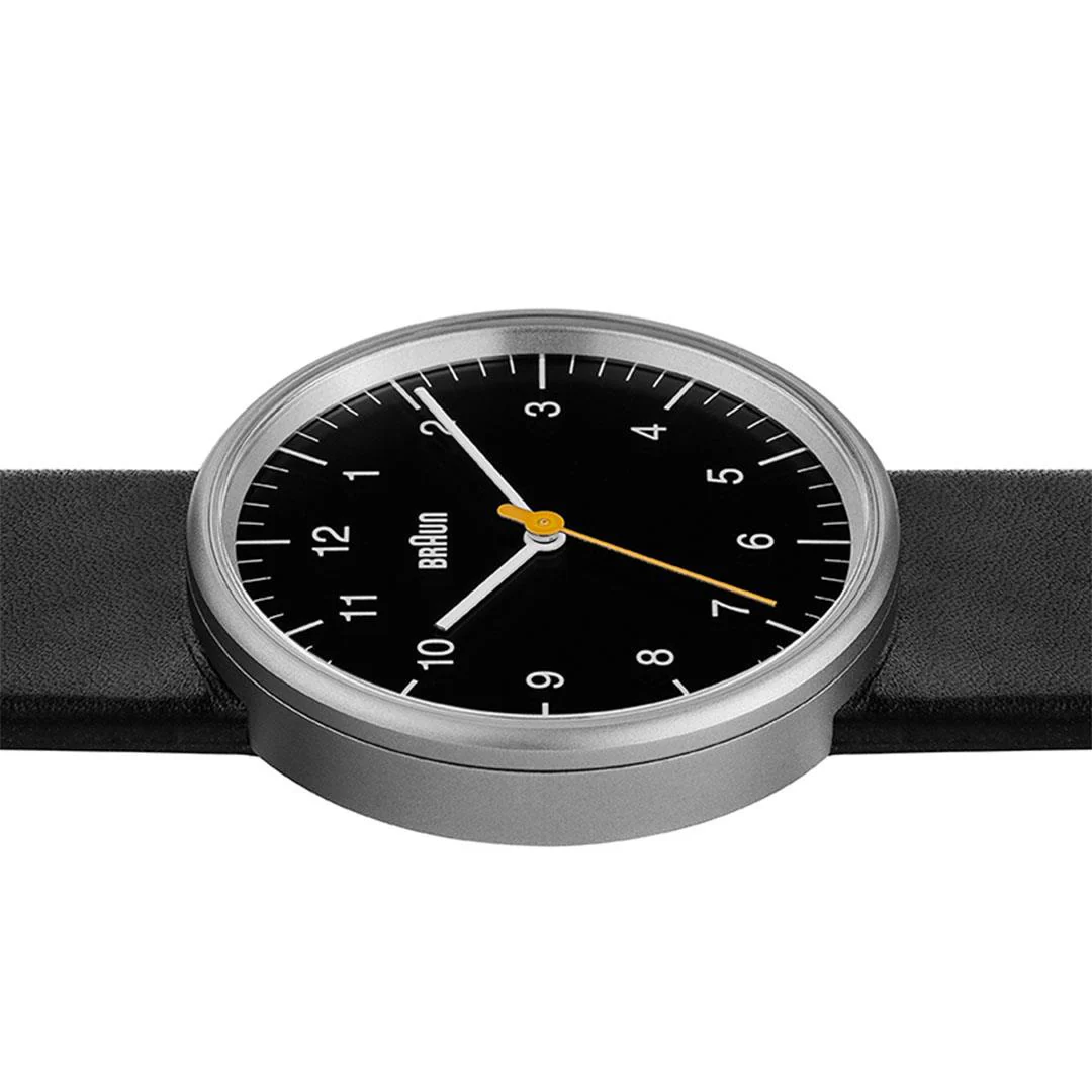 BN0021 Braun gents classic watch - black dial and black leather strap - Image 3