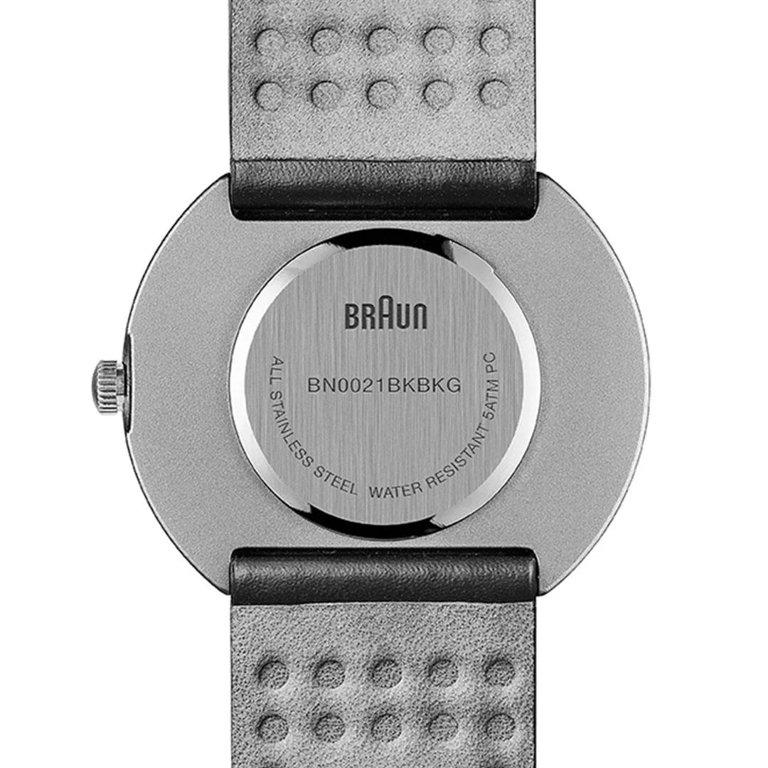 BN0021 Braun gents classic watch - black dial and black leather strap - Image 6