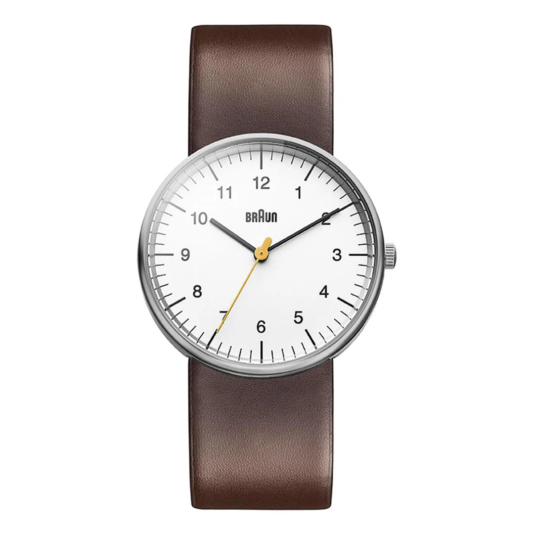 BN0021 Braun gents classic watch - white dial and brown leather strap