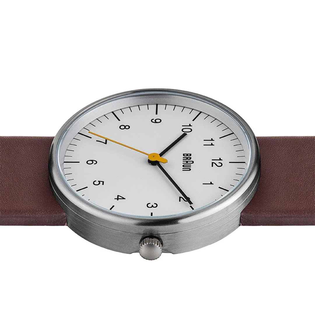 BN0021 Braun gents classic watch - white dial and brown leather strap - Image 4
