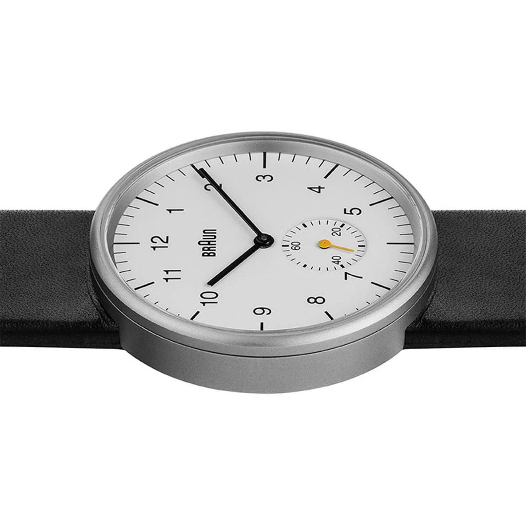 BN0024 Braun gents classic watch - white dial and black leather strap - Image 3