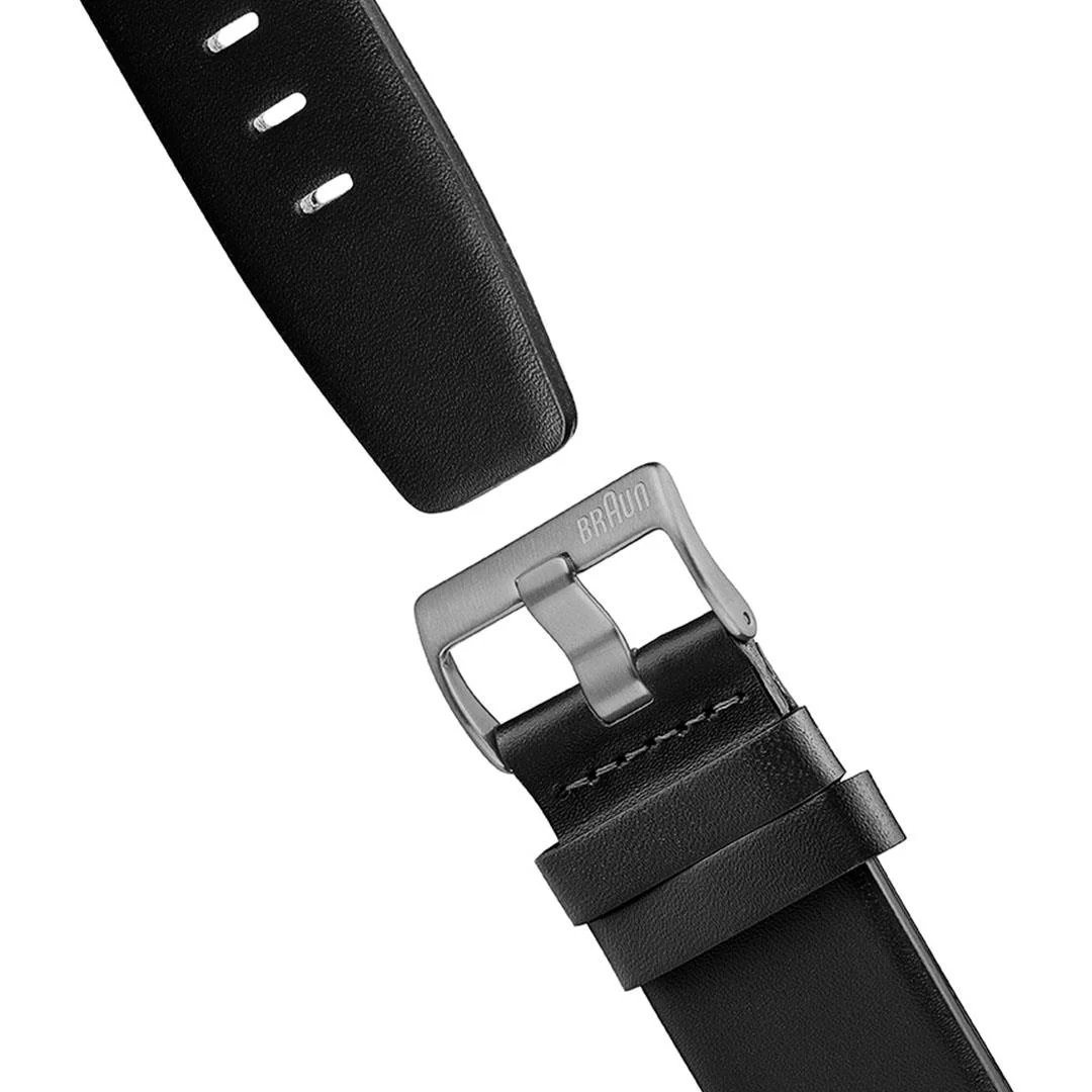 BN0024 Braun gents classic watch - white dial and black leather strap - Image 7