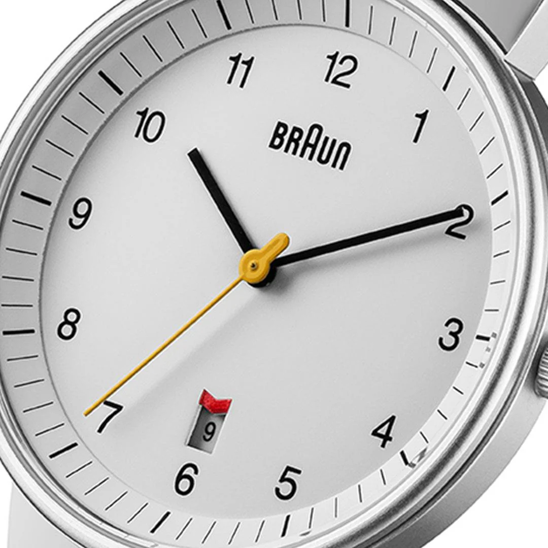 BN0032 Braun gents classic watch - white dial and black leather strap - Image 5