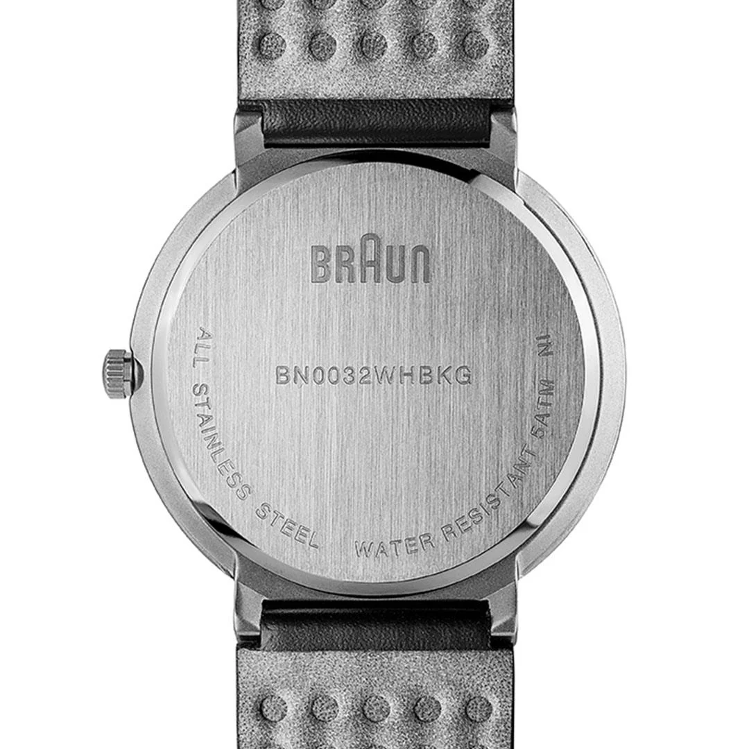 BN0032 Braun gents classic watch - white dial and black leather strap - Image 6