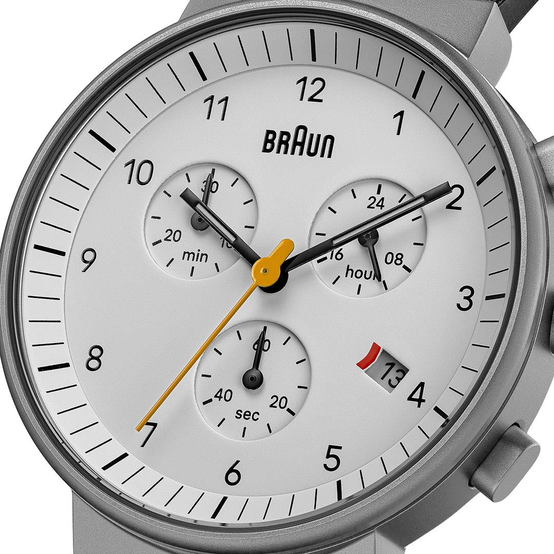 Braun Gents BN0035 Classic Chronograph Watch - Black and Black Leather Strap - Image 3