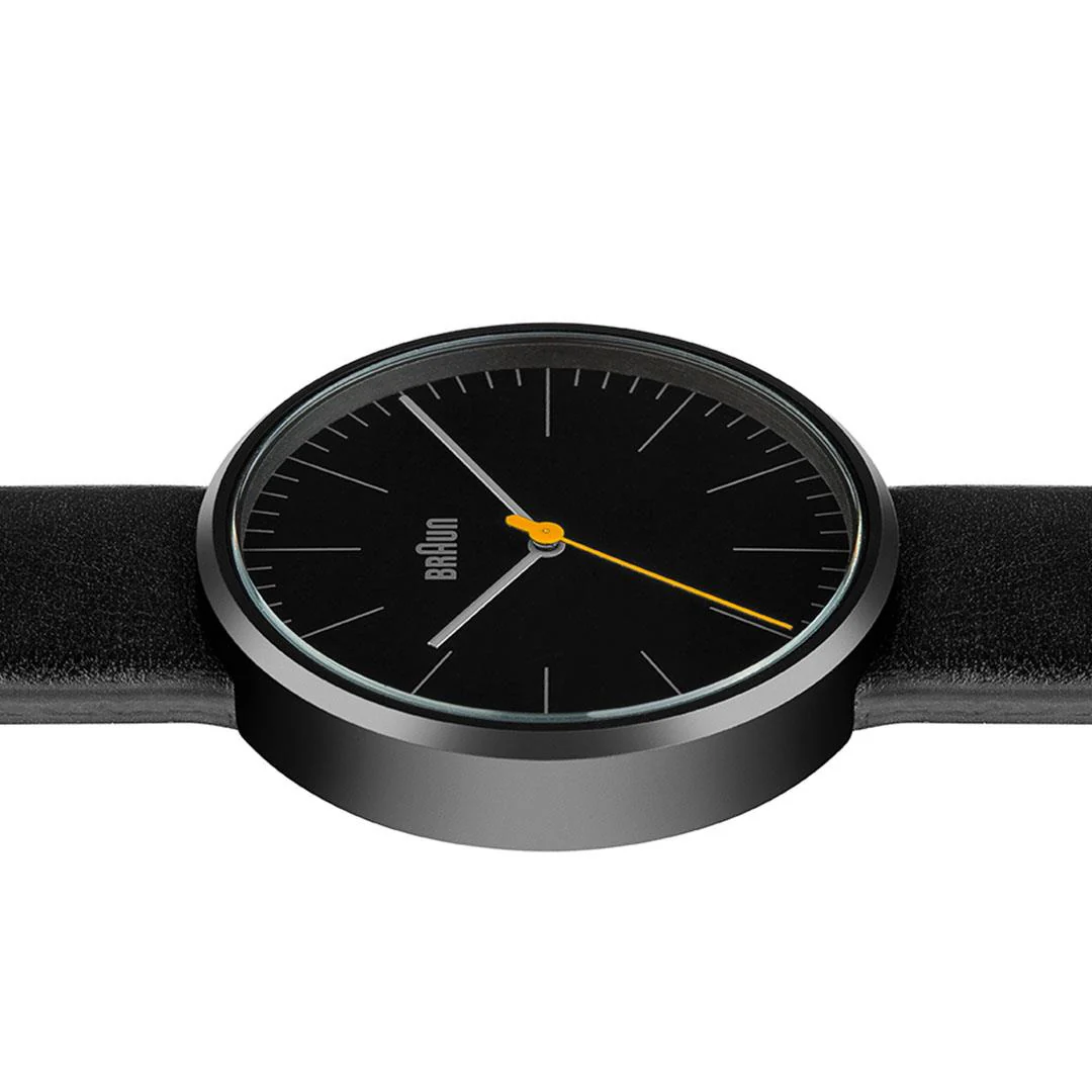 BN0172 Braun gents classic watch - black dial and black leather strap - Image 3