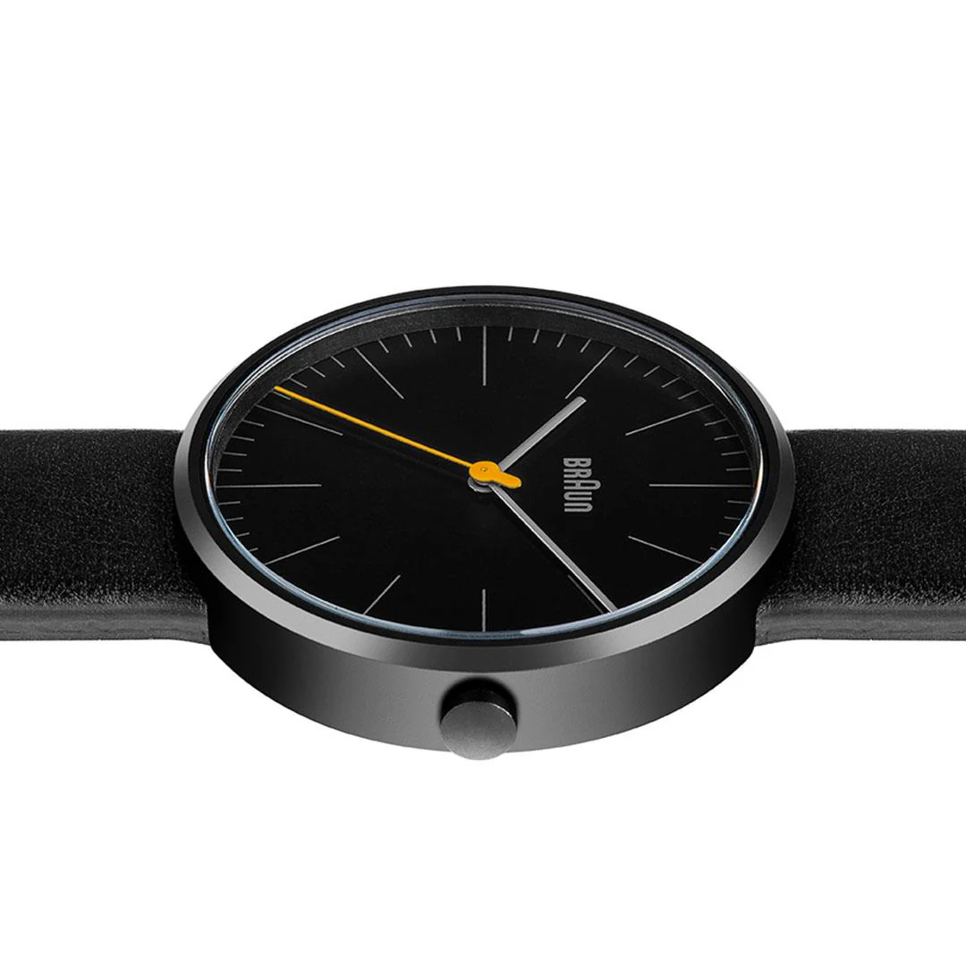 BN0172 Braun gents classic watch - black dial and black leather strap - Image 4