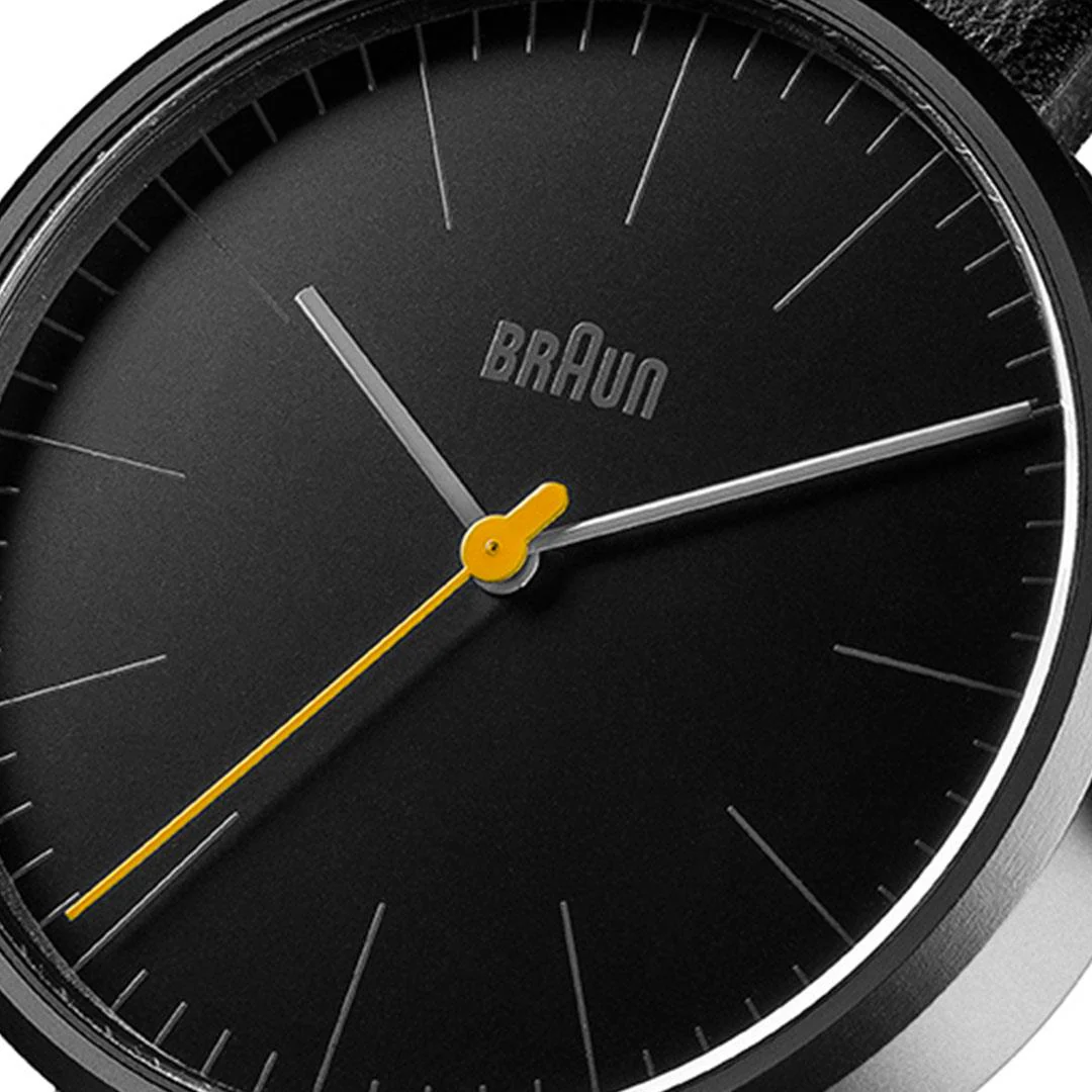 BN0172 Braun gents classic watch - black dial and black leather strap - Image 5