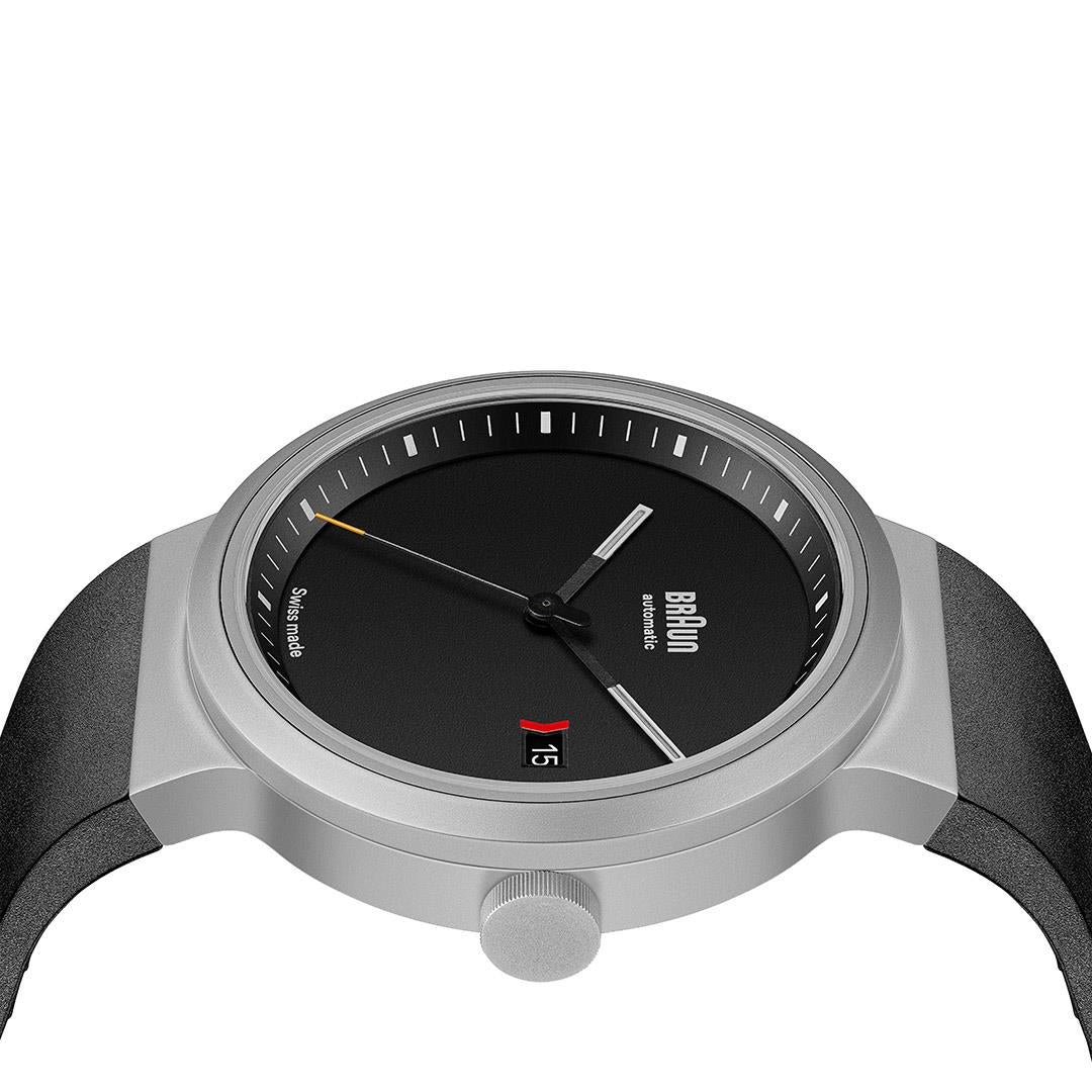 BN0279 Braun Swiss made automatic watch black dial and black rubber strap - limited edition - Image 4