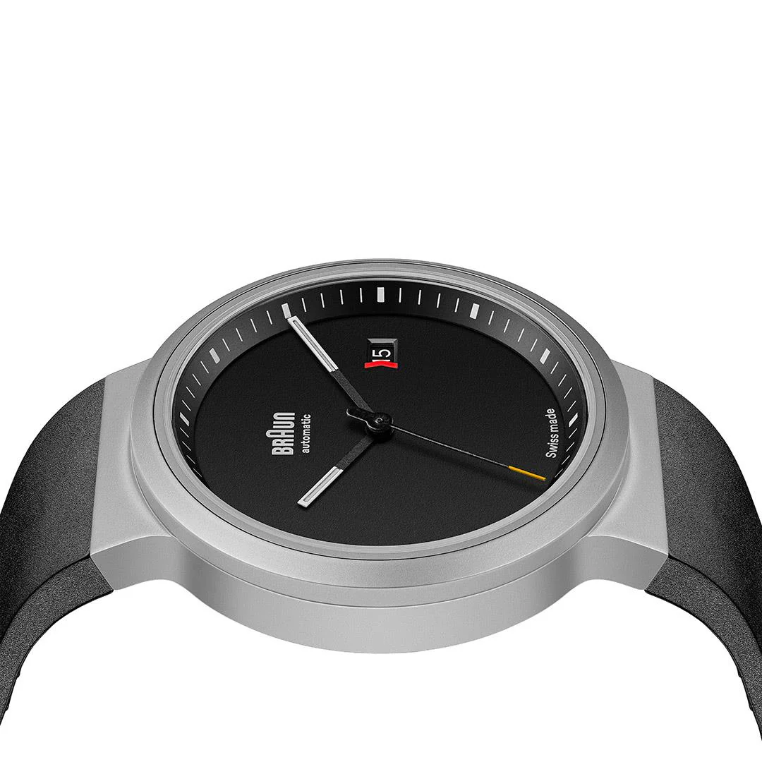 BN0279 Braun Swiss made automatic watch black dial and black rubber strap - limited edition - Image 5