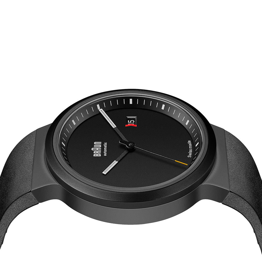 BN0279 Braun Swiss made automatic watch black dial and black rubber strap - limited edition - Image 5