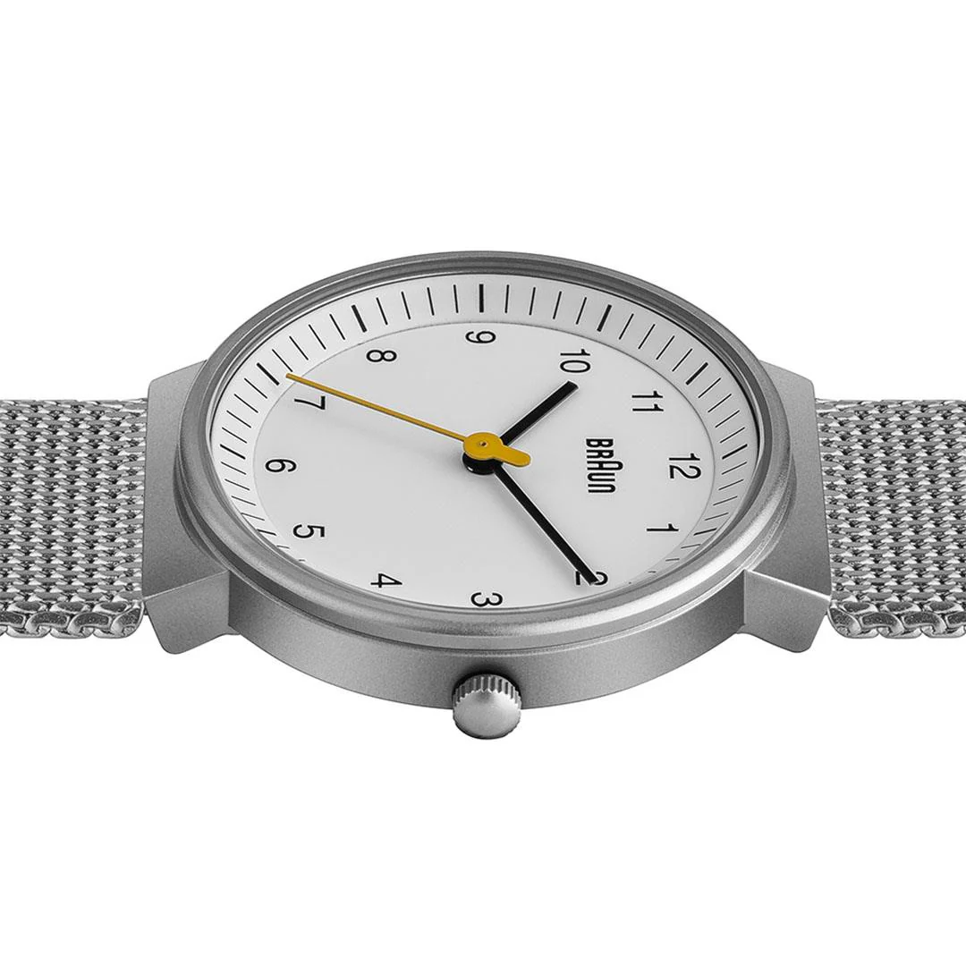 BN0031 Braun ladies classic watch - white dial and silver mesh bracelet - Image 4