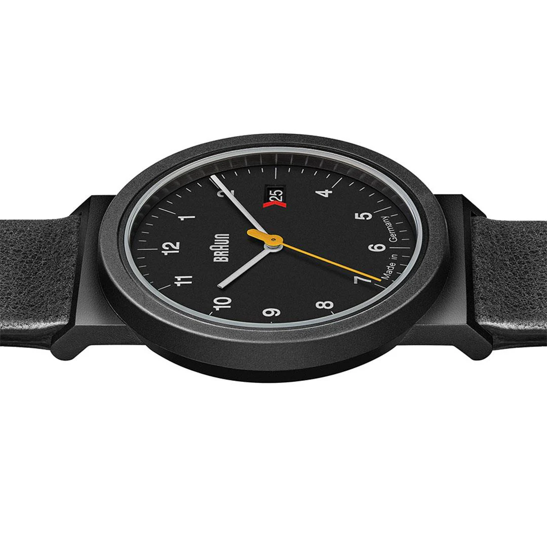 AW10 Braun gents EVO classic watch - black dial and black leather strap - Image 3