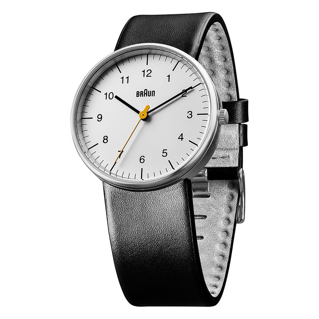 BN0021 Braun gents classic watch - white dial and black leather strap - Image 2