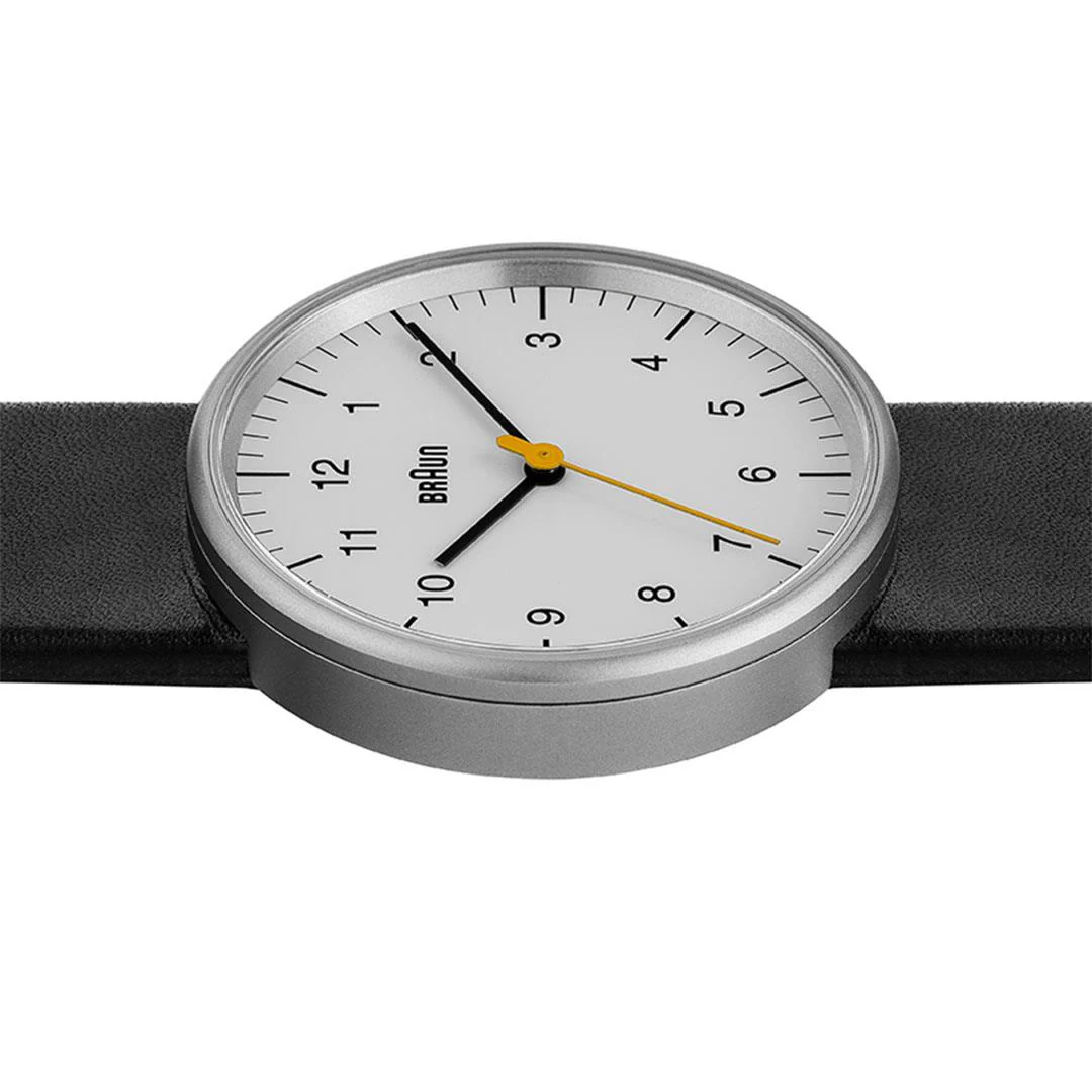 BN0021 Braun gents classic watch - white dial and black leather strap - Image 3