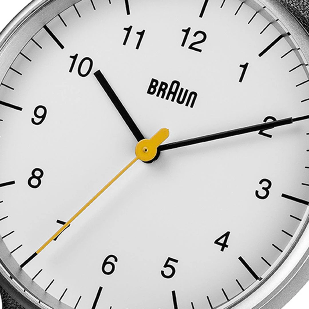 BN0021 Braun gents classic watch - white dial and black leather strap - Image 5