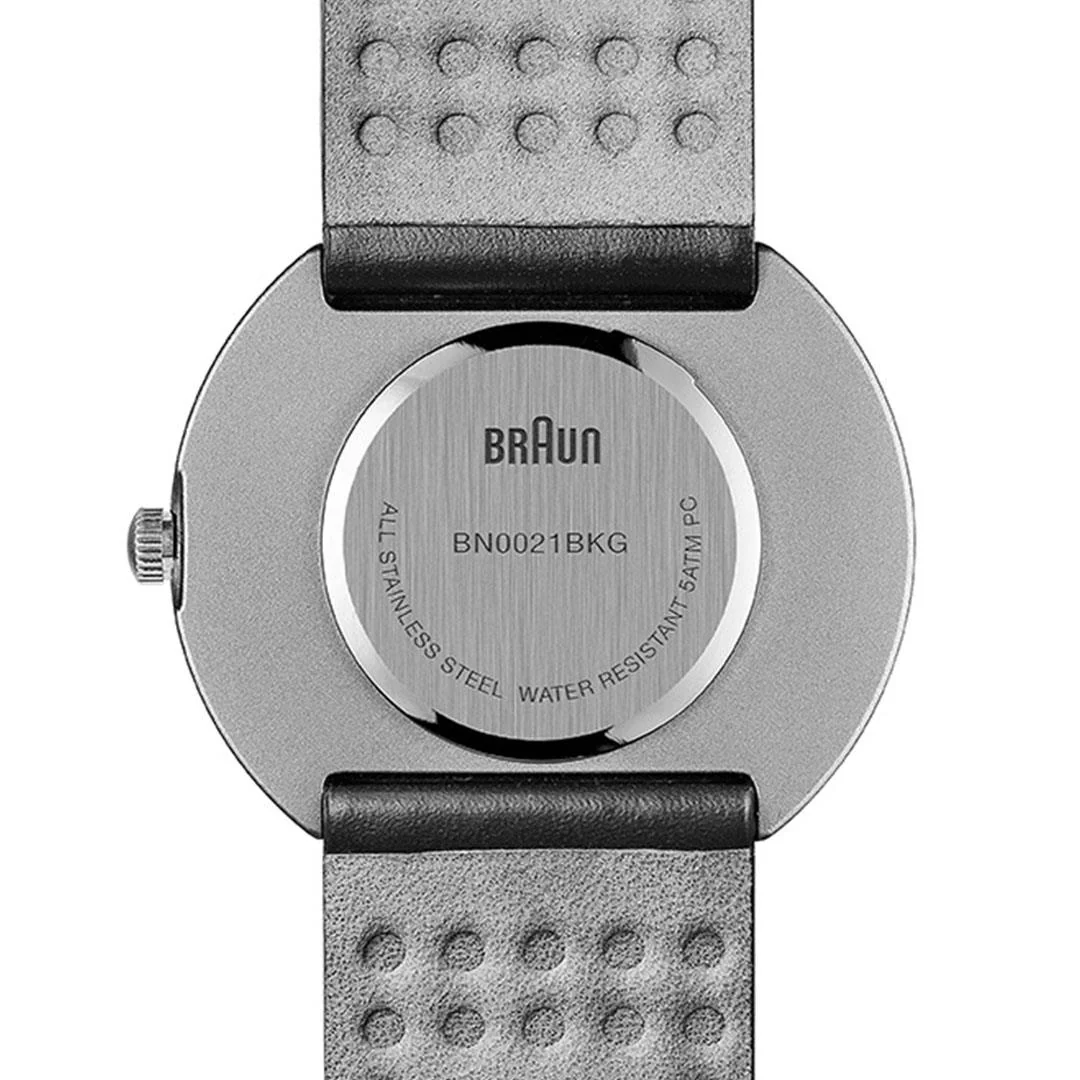 BN0021 Braun gents classic watch - white dial and black leather strap - Image 6