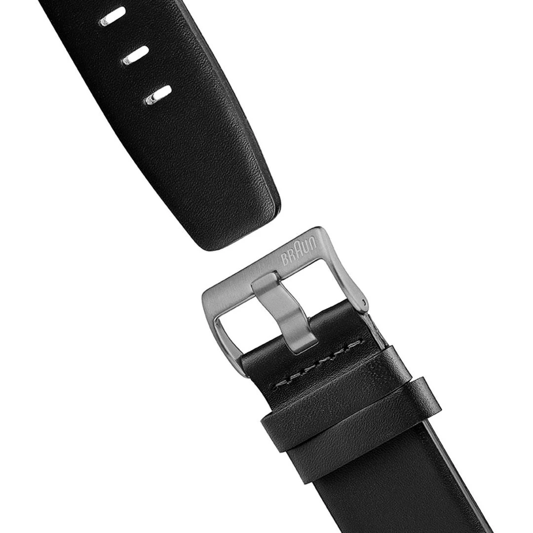 BN0021 Braun gents classic watch - white dial and black leather strap - Image 7