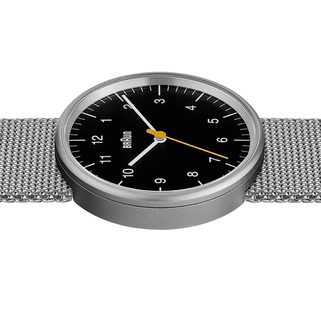 BN0021 Braun gents classic watch - black dial and silver mesh bracelet - Image 3