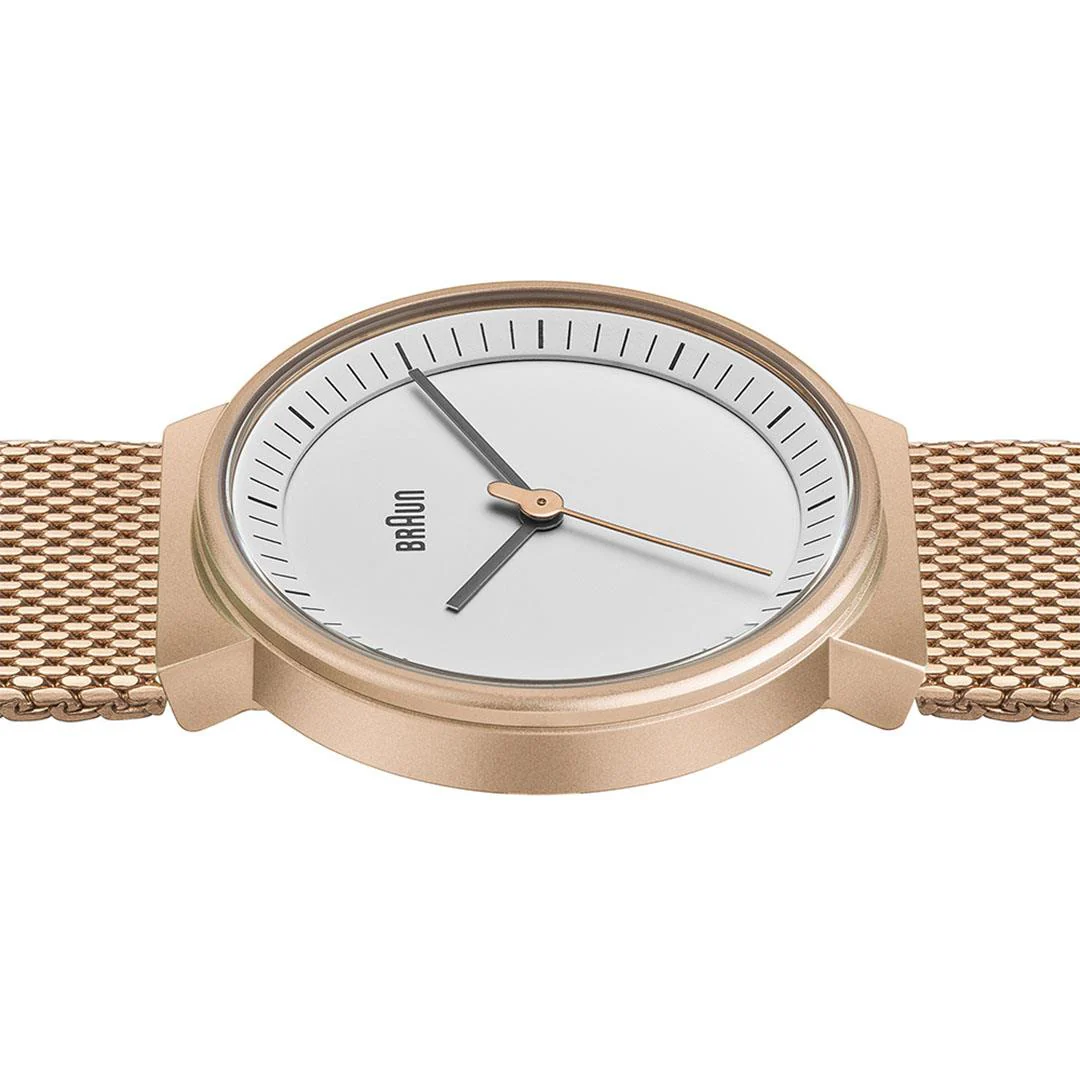 BN0031 Braun ladies classic watch - black dial and rose gold mesh bracelet - Image 3